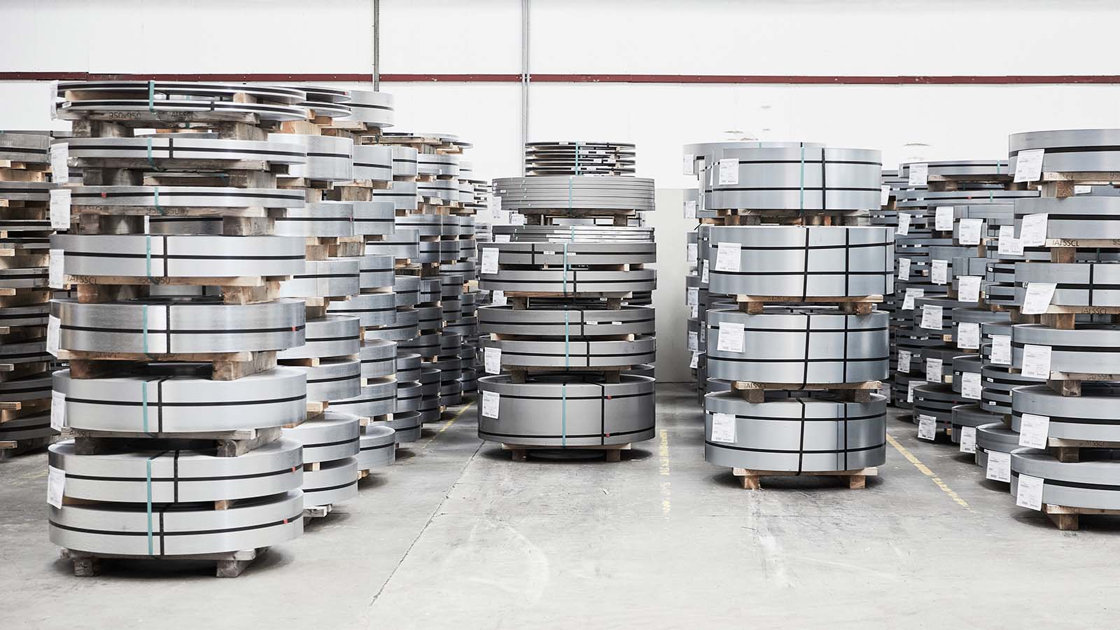 Steel strips storage at Ib Andresen Industri in Langeskov